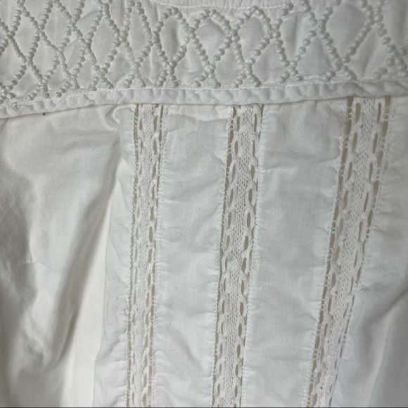 - Free People White Crocheted snd Beaded BoHo Top - Picture 5 of 13